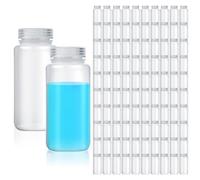 Hoolerry 100pcs 16oz/ 500ml Plastic Sample Bottles Laboratory Grade Polypropylene Wide Mouth Reagent Bottles Clear Liquids Storage Containers with Lids Leak Proof Containers for Lab Classroom