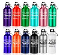 Hoolerry 12 Pack Multi Color Aluminum Water Bottle Sometimes You Forget You're Awesome Lightweight Reusable Bike Backpacking Water Bottles Bulk with Buckle and Twist Cap for Travel Sport(20 Oz)