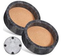 Hoolerry 2-Piece Marble Wine Bottle Coaster Set - Black, Round, Marble & Cork, 4.7 x 4.7 x 1.3 Inches
