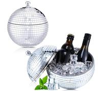 Hoolerry 2l Disco Ball Ice Bucket for New Years Eve Christmas Retro 70s Cocktail Barware Mirror Silver Disco Beverage Vase Bowl Drink Barrel Double Stainless Steel Bachelorette Party Gift Supplies
