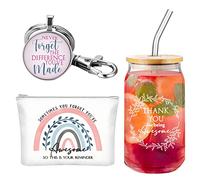 Hoolerry 3 Pcs Thank You Gifts for Women Thank You for Being Awesome 16oz Coffee Glass Cup Motivational Zipper Pouch Keychain, Multicolor, as pictures show, Awesome