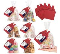 Hoolerry 50 Set Open House Gift Real Estate Agent Supplies Popcorn Bag with Tag Open House Supplies Thanks Tag Business Card Thank You for Popping by Candy Bag for Estate Agent Favors (Red)
