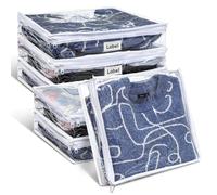 Hoolerry 6 Pack Clear PVC Plastic Storage Bags with Zipper and Label, 14.2 x 12 x 3.2 Inch, for Clothes, Blankets, Quilts, Pillows, Sheets, and More