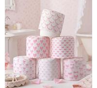 Hoolerry 6 Pcs Decorative Toilet Paper Roll Cover Fit Regular Roll Within 4.3 x 5.1'' Reusable Felt Fabric Toilet Tissue Holder Tissue Paper Cover Wrap for Women Gift Bathroom Decor Hotel (Pink Bow)