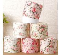 Hoolerry 6 Pcs Decorative Toilet Paper Roll Cover Fit Regular Roll Within 4.3 x 5.1'' Reusable Felt Fabric Toilet Tissue Holder Tissue Paper Cover Wrap for Women Bathroom Decor Hotel Gift(Rose)