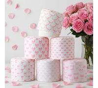 Hoolerry 6 Pcs Decorative Toilet Paper Roll Cover Fit Regular Roll Within 4.3 x 5.1'' Reusable Felt Fabric Toilet Tissue Holder Tissue Paper Cover Wrap for Women Gift Bathroom Decor Hotel (Pink Bow)