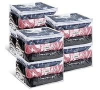 Hoolerry 6 Pieces Sweater Storage Bags Plastic Clear PVC Clothes Storage Bags with Zipper and Label for Blankets Clothes Closet Quilt Pillow Bed Sheet Organizer(12 x 12 x 12 Inch)