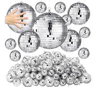 Hoolerry 65 Pcs Disco Balls Decorations Reflective Hanging Disco Ball Assorted Silver Ball for 70s Wedding Dance Ballroom Hall Props Club Stage Christmas Tree Ornaments(8/6/ 4/2/ 1.2 in)