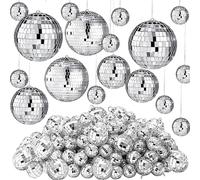 Hoolerry 65 Pcs Disco Balls Decorations Reflective Hanging Disco Ball Assorted Silver Ball for 70s Wedding Dance Ballroom Hall Props Club Stage Christmas Tree Ornaments(4/2.4/2/ 1.6/1.2 in)