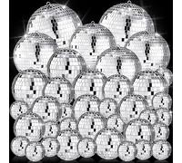 Hoolerry 65 Pcs Disco Balls Decorations Reflective Hanging Disco Ball Assorted Silver Ball for 70s Wedding Dance Ballroom Hall Props Club Stage Christmas Tree Ornaments(6/4/ 2/3.15/1.2 in)