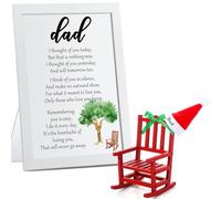 Hoolerry Christmas Dad Memorial Gift Dad Christmas in Heaven Empty Chair Wooden Remembrance Sign Wood Rocking Chair Miniature Santa Hats Ornament for Loss of Loved Father for Bereavement Xmas Gift