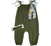 hoolies Croc Safari Knit Jumper Set - Sleeveless Corduroy Romper with Headband -Bow -For Baby Girls - Soft Muslin Jumpsuit with Shoulder Straps -Cotton Spaghetti -Summer Wear - Camouflage (3-4 Years)