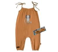 hoolies Ellie Crest Jumper Set - Sleeveless Corduroy Romper with Headband For Baby Girls -Gathered Jumpsuit Outfit with Straps - Cotton Spaghetti Clothes -Summer Wear for Infants -Beige (2-3 Years)