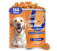HOOLOO Calming Dog Treats with Pre, Pro & Postbiotic Digestive for Dogs, Gut Health, Sensitive Tums, Anal Glands, Scooting, Loose Stools, Smelly, Itchy Ears, Reduce Stress, Fear, Barking, 150 Count