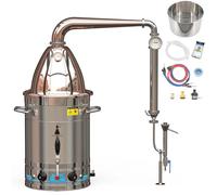 HOOLOODISTILL 13.7Gal/52L Alcohol Distiller Pot Still with Copper Lid and Lyne Arm Wine Making Kit for DIY Whisky Wine Brandy Gin Alcohol Copper Moonshine Still (RT65)