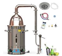 HOOLOODISTILL 24L/6.3Gal Alcohol Distiller Pot Still with Copper Lid and Lyne Arm Wine Making Kit for DIY Whisky Wine Brandy Gin Alcohol Copper Moonshine Still (RT30)
