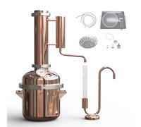 HOOLOODISTILL 8L Copper Still-Distillation Equipment for Making Hydrosol Essential Oil, Home Equipment DIY from Herbs, Plants Flowers, can Also Make Gin