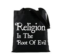 HOOLP Anti Religion Tote Bag Religion Is The Root Of Evil Shoulder Bag Anti-Christian Shopping Bag Atheist Gift, Root of Evil B, One Size