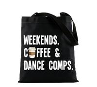 HOOLP Coffee Cup Tote Bag Weekends Coffee & Dance Comps Shoulder Bag Coffee Lover Gift For Dancer, Weekends Coffee B, One Size