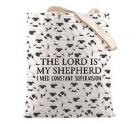 HOOLP Funny Christian Sheep Tote Bag The Lord Is My Shepherd I Need Constant Supervision Shoulder Bag Faith Gift, Constant Supervision B, L