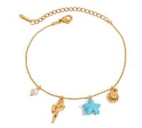 HOOLRZI Adjustable Sea Star Shell Charm Bracelets With Pearls Accent Stainless Steel Unisex Jewelry For Daily Wear & Gifts Everyday Wear Sea Shell Charm