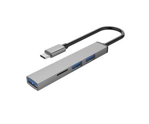 HOOLRZI Aluminum USB C Hubs With 5Gbps USB3.0+480Mbps USB2.0 Adapter Card Reader For Laptop Smartphones Data Transfer Aluminum USB C Hubs