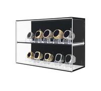 HOOLRZI Championship Rings Display Case 10 Slot Acrylic Wall Mount Collectible Rings Box Clear Sports Trophies Storage Case Dustproof Sports Showcase