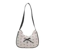 HOOLRZI Contemporary Bubble Cotton Shoulder Bag Elastic Bows Detail Spacious Interior Wear Resistant 2025 Design Bows Design Shoulder Purse