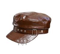 HOOLRZI Edgy Soft PU Leather Berets Hat Versatile Perfect with Coats Dresses Or Artistic Ensemble Breathable Hat Brown