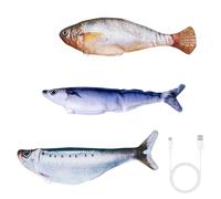 HOOLRZI Electric Moving Plush Toy Interactive Jumping Action USB Charging Rechargeable Interactive Flopping Fish Toy for Indoor Cats Multiple Motions