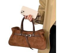 HOOLRZI Fashionable Retro Shoulder Bag Soft Suedes Fabric Elegant Carry Methods Roomy Interior Perfect For Autumn Winter Season Suedes Bag With Multiple Carrying Option