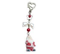 HOOLRZI Flocking Santa Clauses Christmas Keychain Star Bowknot Pendant Portable Stocking Stuffers for Kids and Adults Daily Use