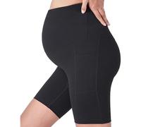 HOOLRZI Maternity Shorts For Pregnant Women Pilates Shorts High Waist Pregnancy Leggings With Two Pocket For Workout Walking High Stretch Maternity Wear