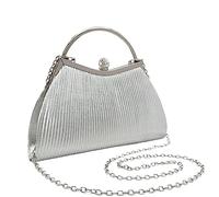 HOOLRZI Pleated Bags Women Evening Bag Formal Lady Purse Elegant Party Banquet Wedding Clutches Bags Handbag Pleated Shoulder Bag with Chain
