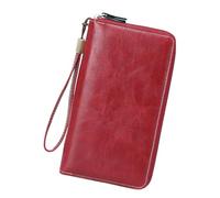 HOOLRZI Portable PU Leather Card Holder Blocking Coin Bag Change Wallet Zippered Cash Purse for Business Travelers and Commuters Women's Blocking Purse