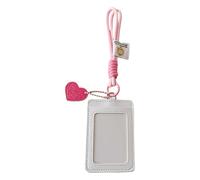 HOOLRZI PU Leather Bus Card Covers Candy Color Photocard Holders with Keychain Card Case Badge Holder Photos Protective Covers Candy Color Photocard Holders