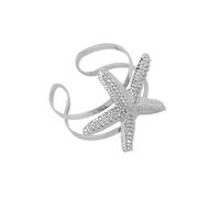 HOOLRZI Stylish Marine Themed Adjustable Bangle Featuring Starfishes And Seashells Design For Casual Wear Or Beach Vacations Marine Inspired Open Closure