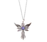 HOOLRZI Unique Winged Crosses Pendant Necklace Delicate Demons Wing Crosses Necklace Neck Ornament For The Stylish Individuals
