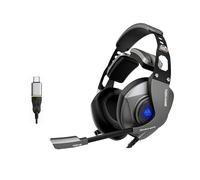 HOOLRZI USB Gaming Headsets With Microphone With Color Light Adjustable Over Ear Corded Headphones With Sound Controls