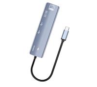 HOOLRZI USB Type C to DisplayPort 60Hz 7 In1 Expansion Device with PD100W Charging RJ45 Connection and Card Reader for Laptop PC Space Gray Aluminum Hub
