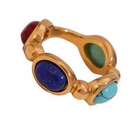 HOOLRZI Women's Trendy Geometric Natural Stone Agates Rings In Sturdy Stainless Steel Materials Elegant Party Jewelry Pieces Elegant Women's Rings