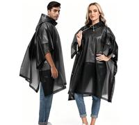 HOOMBOOM Reusable Rain Ponchos with Drawstring Hood for Adults, Waterproof Thicken Rain Coat, 2 Packs