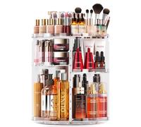 HOOMOOZ 360 Rotating Makeup Organiser, 7 Adjusatble Layers Cosmetic Organiser, Large Capacity Skincare Spinning Holder, Beauty Standing for Dressing Table, Bathroom, Bedroom，Clear