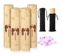 HOOMTREE Bamboo Scattering Urn for Human Ashes,Eco Friendly Biodegradable Urn for Human Ashes,9''x2'' Small Scattering Tube for Human Pet Cat Dog Ashes (Set of 4,Angel Wings Pattern)