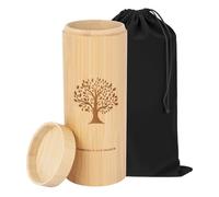HOOMTREE Medium Urn for Human Ashes Keepsake with Screw On Lid,Bamboo Cremation Urn for Adult Pet,Scattering Tubes for Human Ashes with Tree of Life Pattern,3.5 * 9 Inches,1 Piece