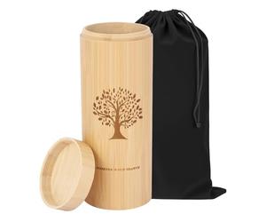 HOOMTREE Medium Urn for Human Ashes Keepsake with Screw On Lid,Bamboo Cremation Urn for Adult Pet,Scattering Tubes for Human Ashes with Tree of Life Pattern,3.5 * 9 Inches,1 Piece