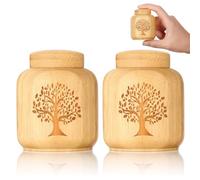 HOOMTREE Mini Urns for Human Ashes Made of Bamboo,Small Urns for Ashes Keepsake with Tree of Life Pattern,Biodegradable Urn for Pet Cremation Keepsakes,Set of 2