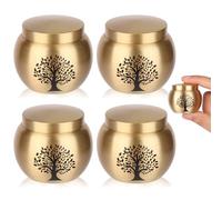 HOOMTREE Small Keepsake Urns for Human Ashes Set of 4,Mini Urns for Ashes Made of Brass with Tree of Life Pattern,Small Cremation Keepsakes for Ashes Adult Women Male Pet