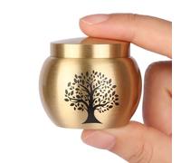 HOOMTREE Small Urns for Human Ashes Keepsake Set of 1,Mini Urns for Ashes Made of Brass with Tree of Life Pattern,Mini Cremation Urn for Ashes Adult Women Male Pet,Hold Up to 2.3 Cubic Inches