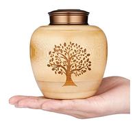 HOOMTREE Small Urns for Human or Pet Ashes Made of Bamboo, Small Keepsake Urns with Tree of Life Pattern Engraved Small Funeral Urn for Human Ashes